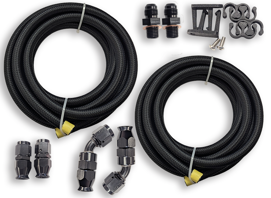 GM Universal Aftermarket Braided Cooler Line Kit (45 Degree Ends, 1/4" NSP Fittings)