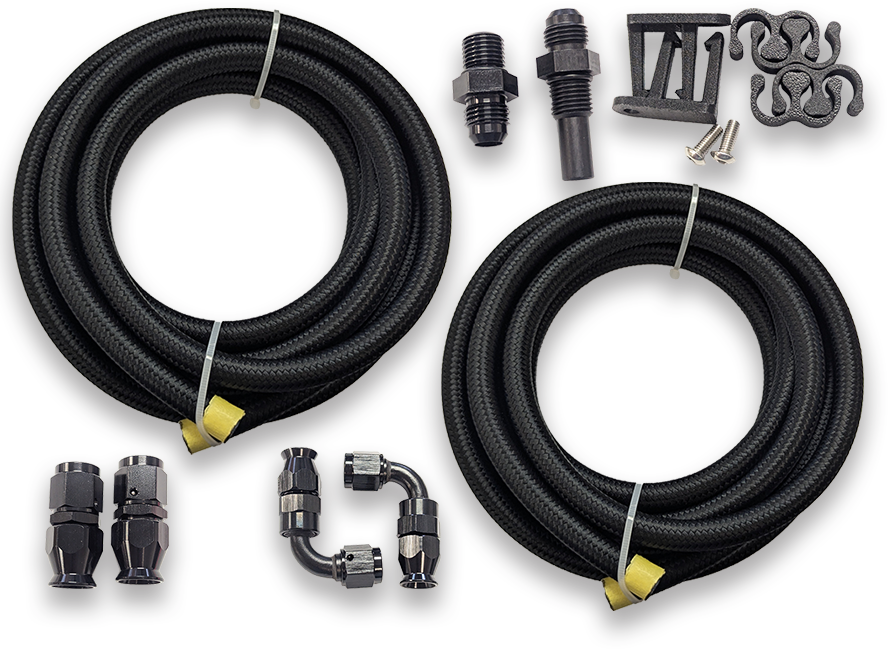 Braided Cooler Line Kit 4L80E (90 Degree Ends, 1/4" NSP Fittings)
