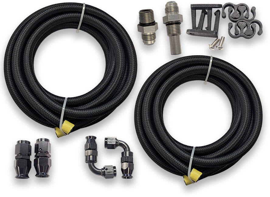 Braided Cooler Line Kit 4L80E (90 Degree Ends, 9/16-18 to -6 AN)