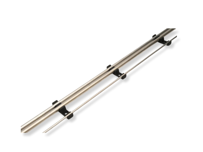 Triple Clip designed to secure stainless hardline.