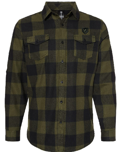 Bowler Badge Army Green Burnside Men's Plaid Flannel Shirt Badge