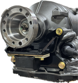 Bowler ZF 8HP bolt-on transmission mount – front view showing output flange alignment and Made in USA badge