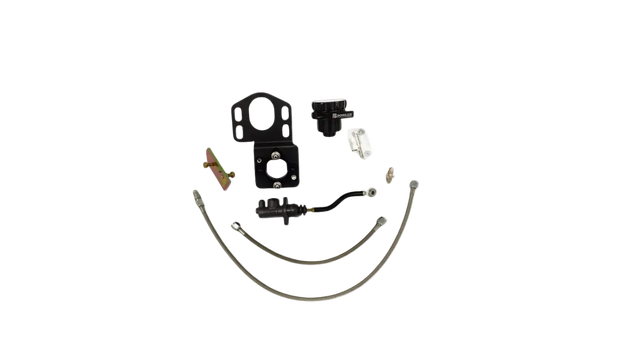 Bowler Performance 1967 GM A-Body hydraulic master cylinder kit with Tilton cylinder, billet reservoir, braided line, and mounting brackets
