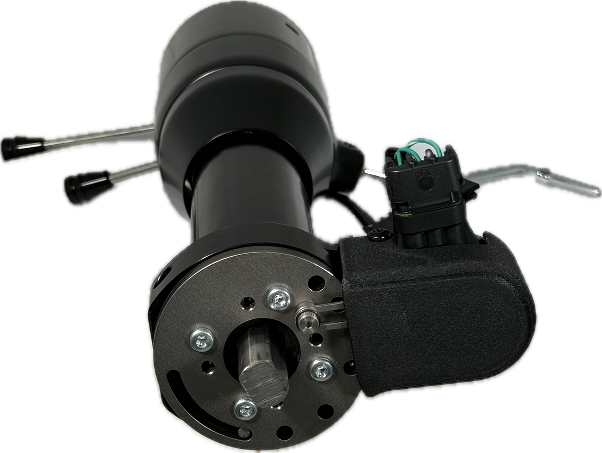 Gear Command column shift sensor assembly on steering column showing electrical connector and wire harness