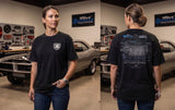 Woman wearing Bowler Carbon Edition black T-Shirt with Carbon Edition logo on left chest