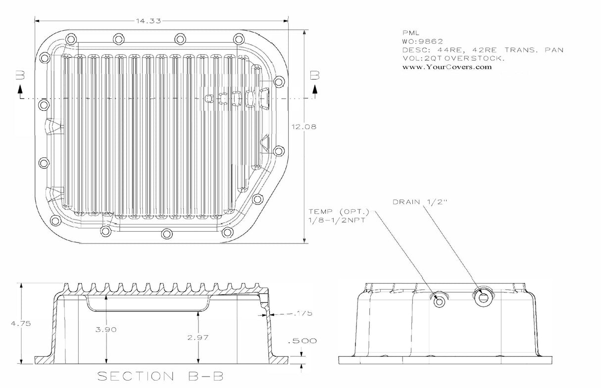 Dodge A500 (40RH, 42RH, 42RE, 44RE) Deep Transmission Pan