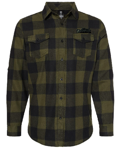 Bowler Logo Army Green Burnside Men's Plaid Flannel Shirt